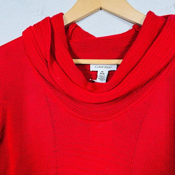 NEW! Calvin Klein Mock Neck Sweater Oversize Legging Red Long Sleeve - M - Picture 4 of 5